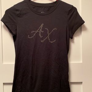 Armani Exchange Women’s Black Bedazzle T-Shirt